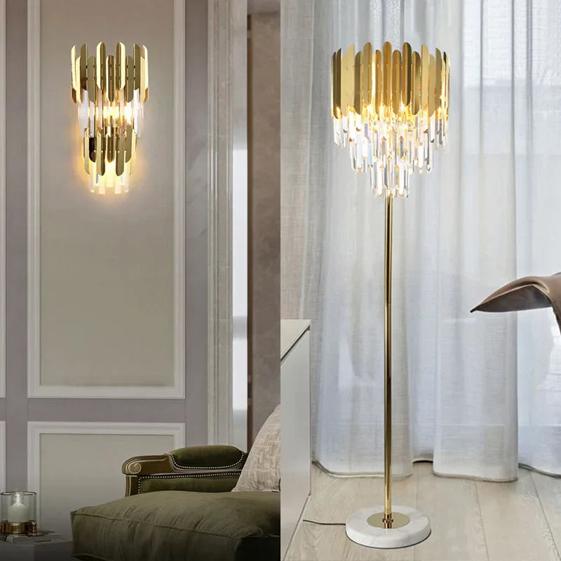 مصباح حائط LED ذهبي كريستالي من DecorBites™ لإضاءة منزلية أنيقة