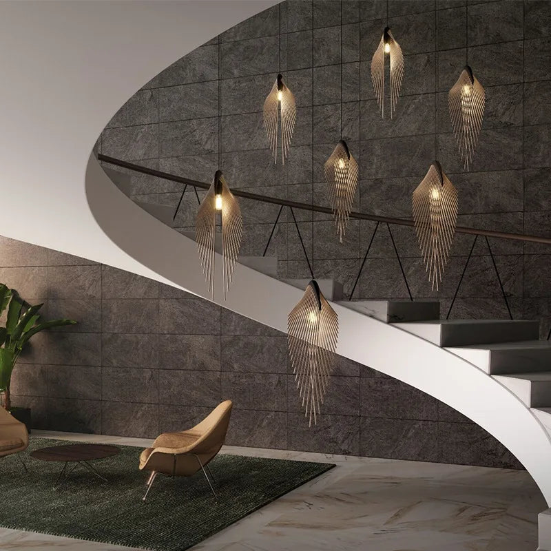 DecorBites™ ثريا ليد بتصميم أوراق الشجر، مصباح تعليق عصري بسيط للديكور المنزلي