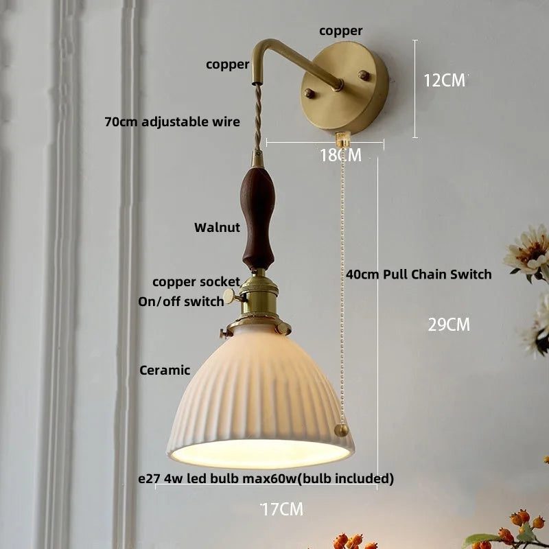 DecorBites™ Ceramic Knob Switch Wall Light by IWHD - Modern LED Sconce for Bedroom, Hallway & Bathroom
