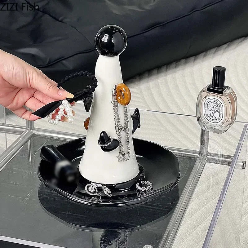 "DecorBites™ Magician Hat Jewelry Display Stand Decorative Shelves Earrings Necklace Holder"