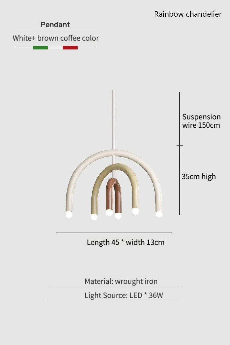 Italian Rainbow U-Shaped Pendant Light in Cream Aluminum