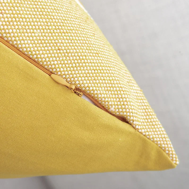 DecorBites™ Geometric Tassels Cushion Cover - Yellow & Black Woven Home Decor Pillow
