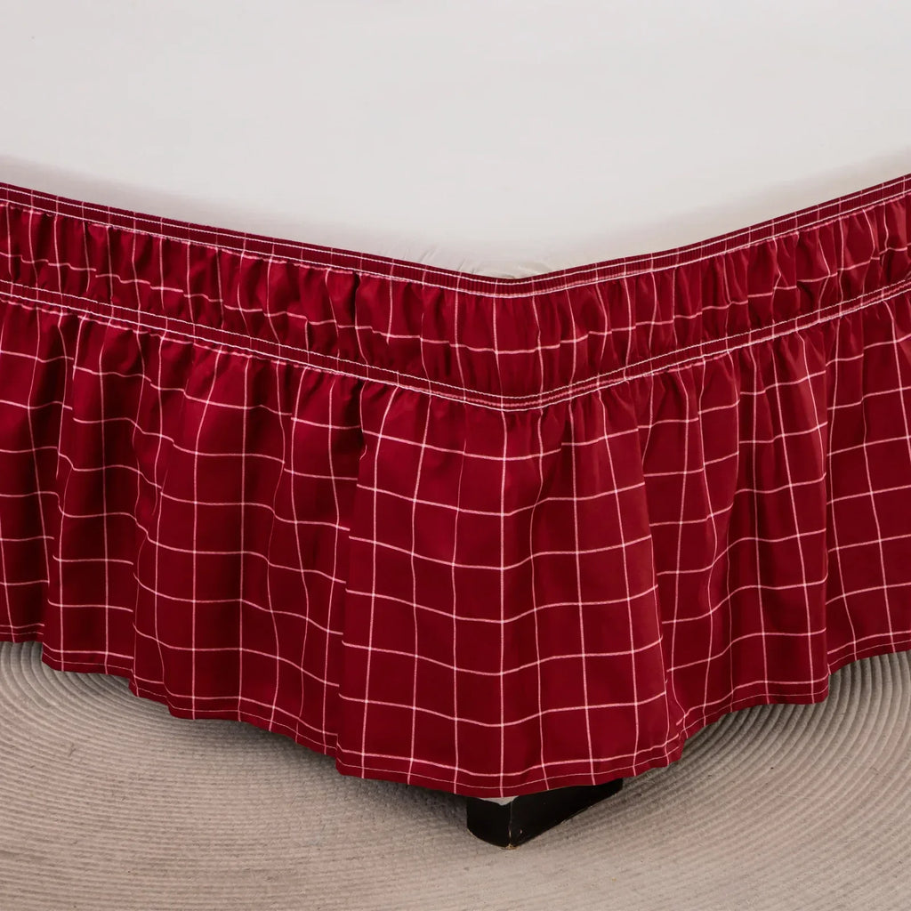 DecorBites™ Elastic Band Diamond Lattice Ruffled Bed Skirt for Queen Size Mattress