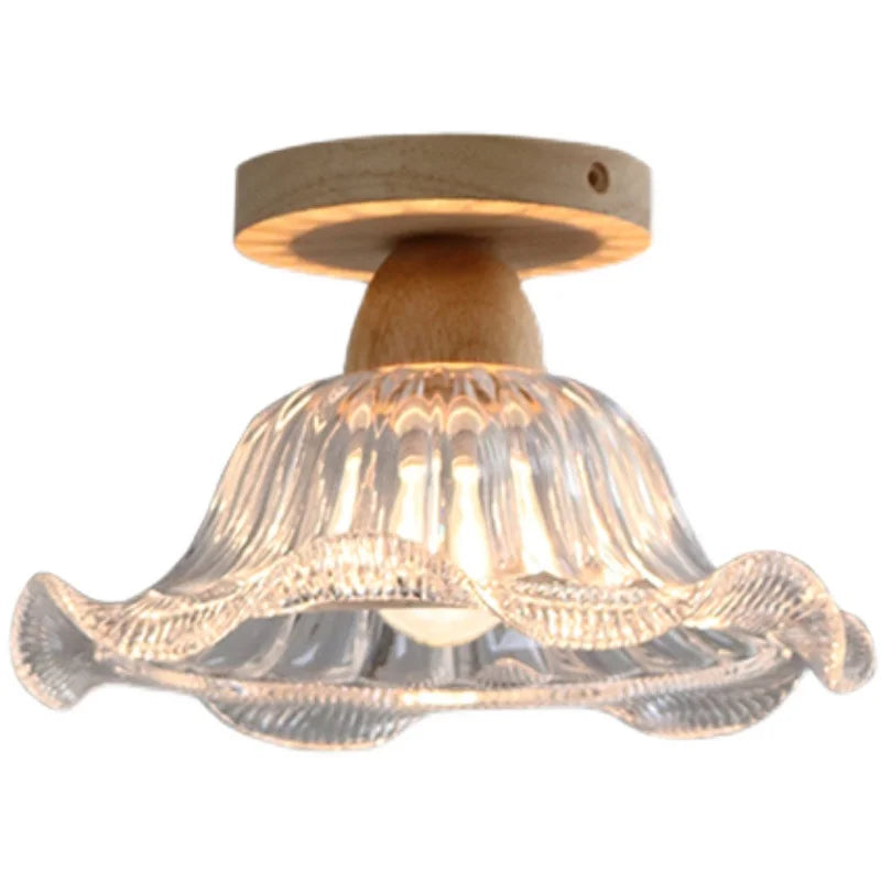 DecorBites™ Crystal Wood LED Ceiling Lamp Clear Glass Modern Indoor Lighting