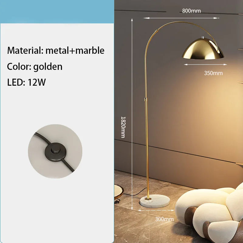 مصباح أرضي LED DecorBites™ ذهبي أسود معدني بسيط حديث لغرفة المعيشة