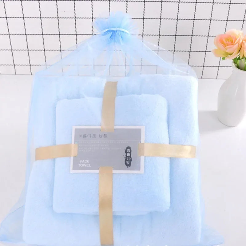 DecorBites™ Coral Velvet Bath Towel Set, 2pcs Soft Absorbent Fast Drying Towels