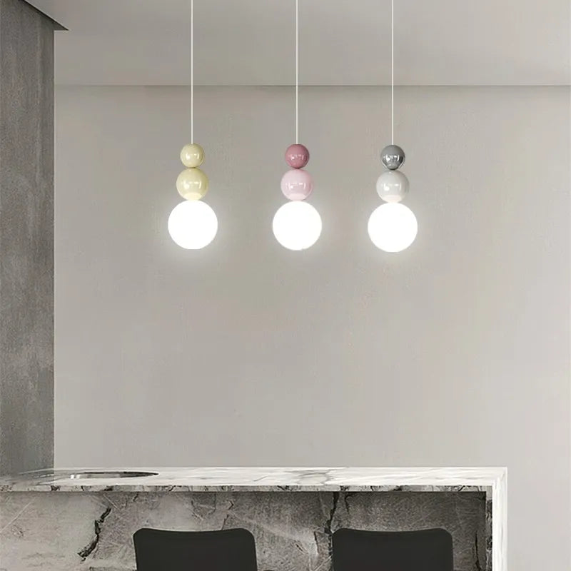 DecorBites™ Cream Nordic LED Pendant Light: Modern Hanging Lamp for Stylish Indoor Room Decor