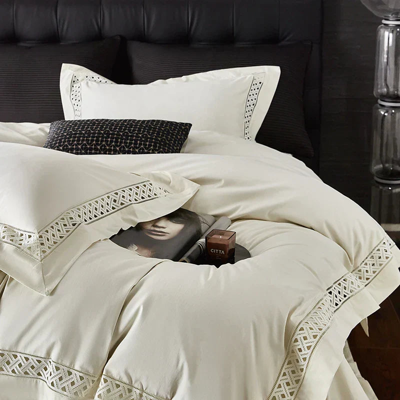 DecorBites™ Egyptian Cotton Luxury Hotel Bedding Set: Duvet, Sheet, Pillowcases