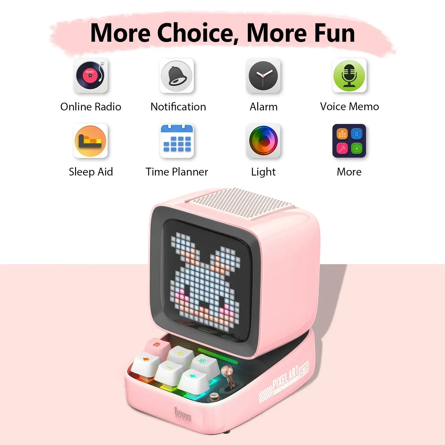 DecorBites™ Ditoo-Pro Retro Pixel Game Speaker Alarm Clock DIY LED Light