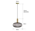 Nordic Ribbed Glass Pendant Light in Green, Grey or Amber