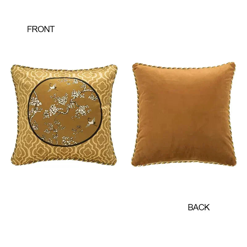 DecorBites™ Crane Birds Branches Lumbar Pillow Case 30x50cm