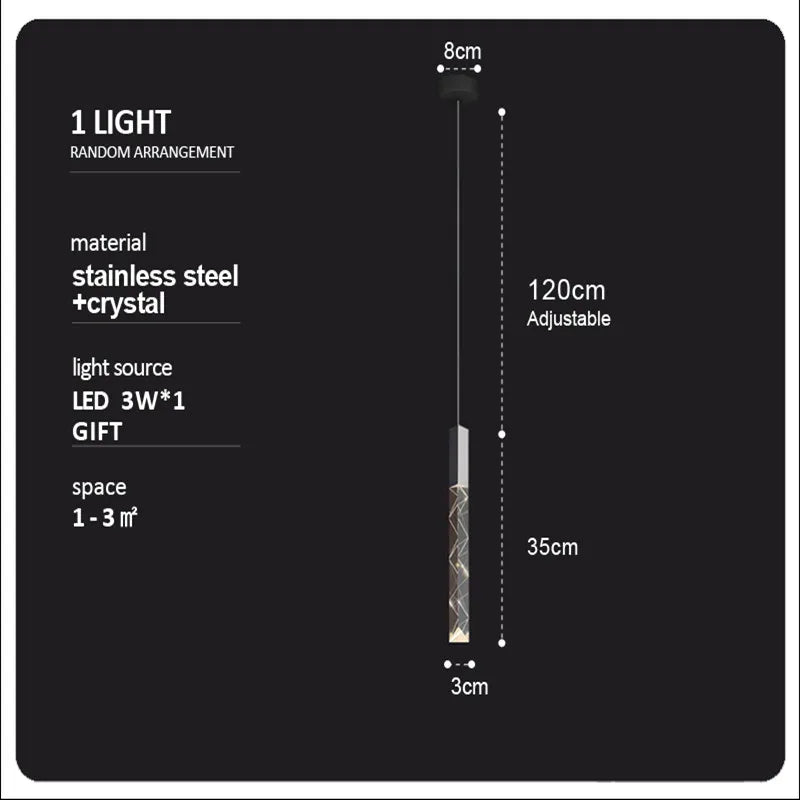 DecorBites™ Crystal Column LED Chandelier: Luxury Pendant Lamp for Staircase, Modern Home Decor Lighting