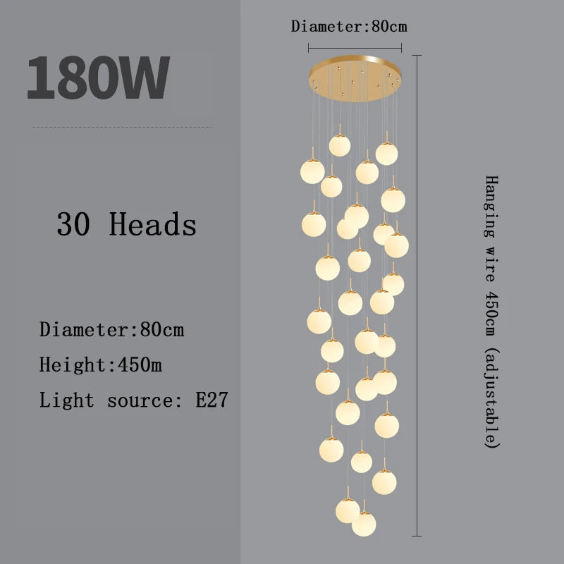 Nordic Glass Staircase Chandelier Pendant Light