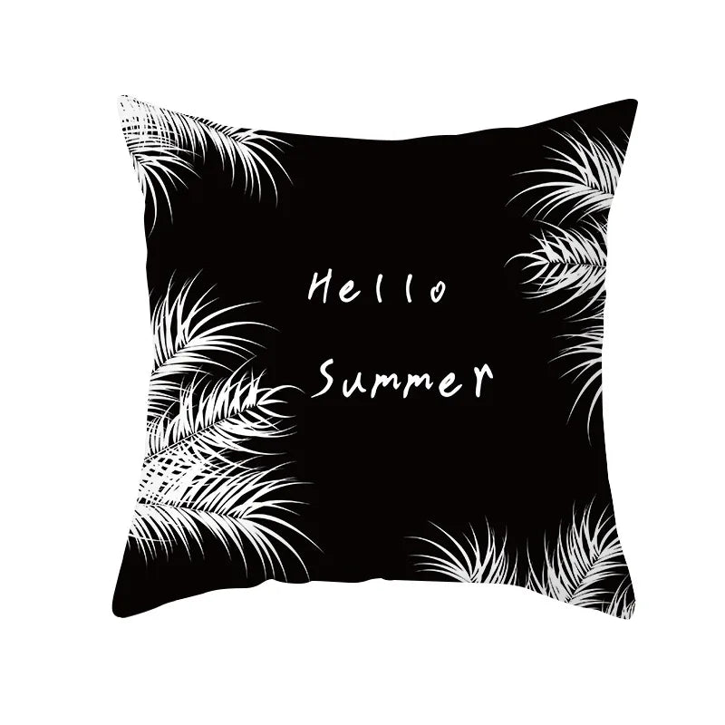 DecorBites™ Black Geometry Letters Print Cushion Cover for Home Decor & Office