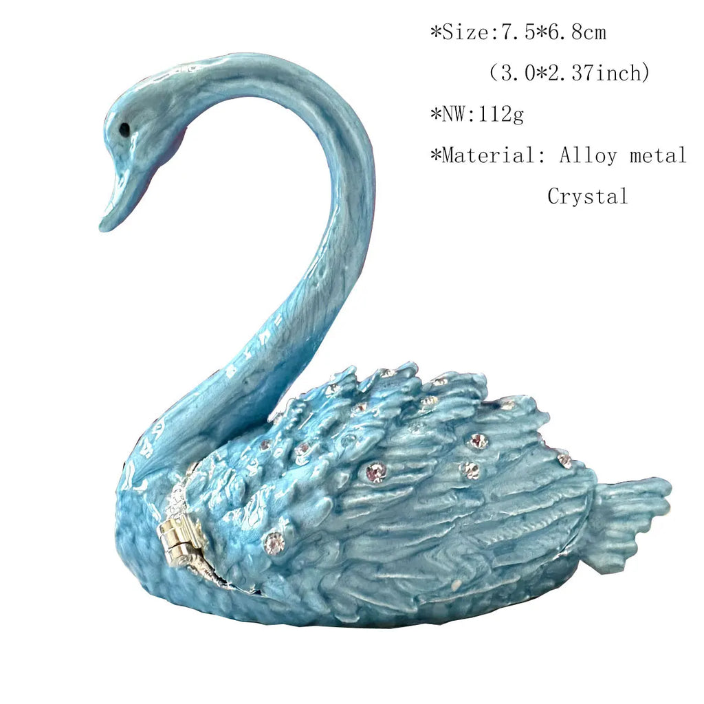 DecorBites™ Crystal Animal Figurines Trinket Box Hand Painted Ring Holder Dresser Decor Wedding Gift