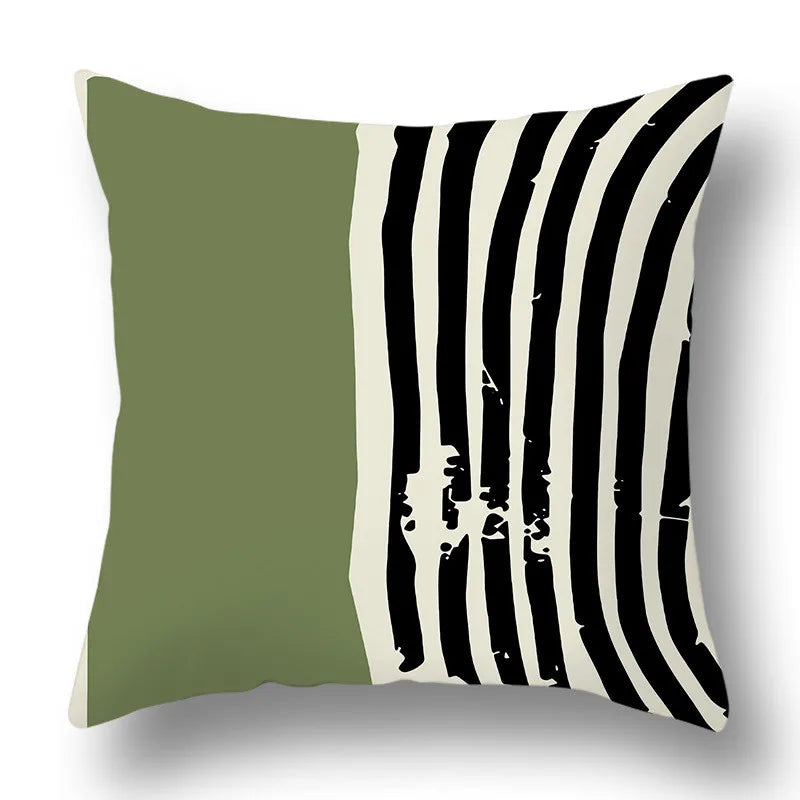 DecorBites™ Green Plants Geometric Print Pillow Cover - Home Sofa Cushion Cover