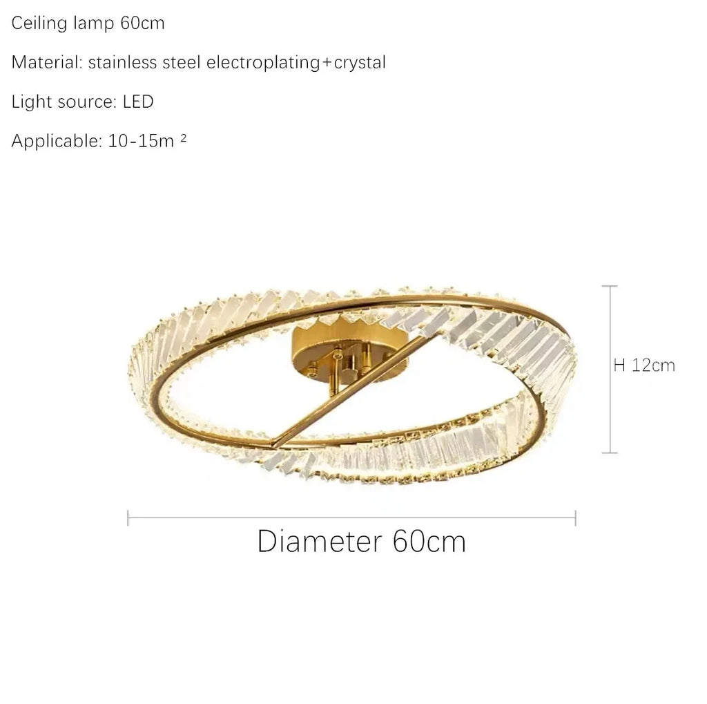DecorBites™ DNA Spiral Crystal Chandelier LED Ring Design for Luxury Living Room