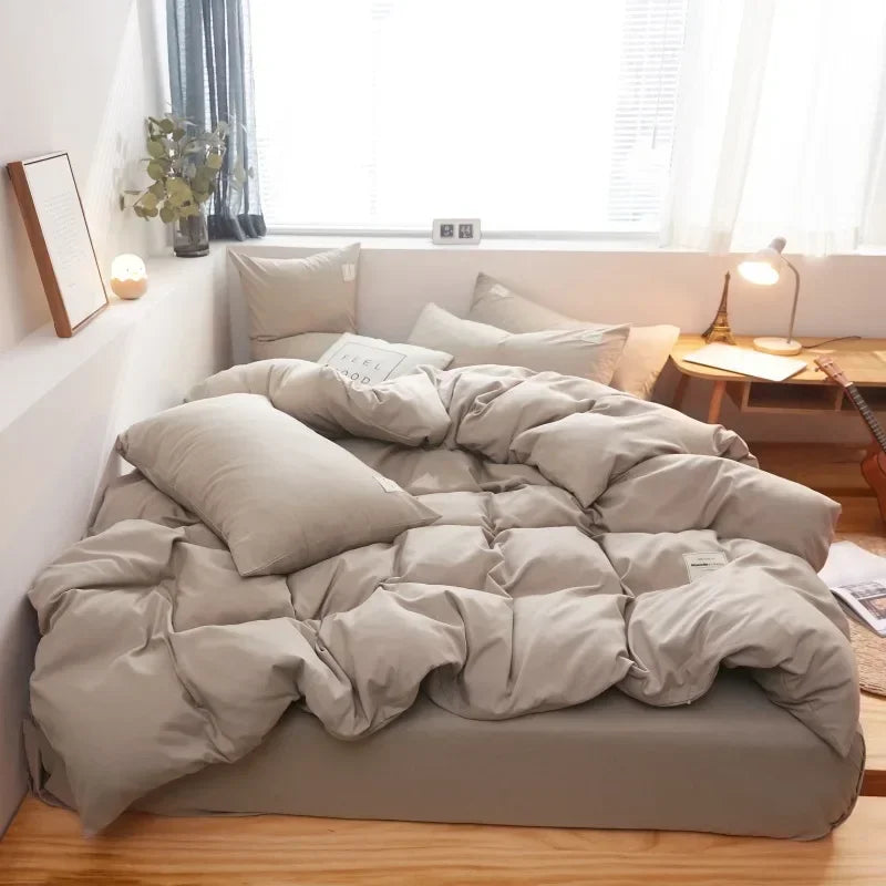 Parure de lit DecorBites™ à imprimé quadrillé japonais en coton lavé pour le confort estival