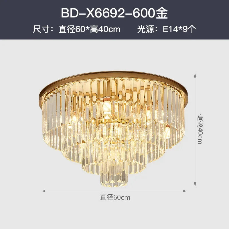ثريا كريستال ذهبية وسوداء بإضاءة LED من ديكور بايتس™ - مصباح تعليق دائري حديث متعدد الطوابق
