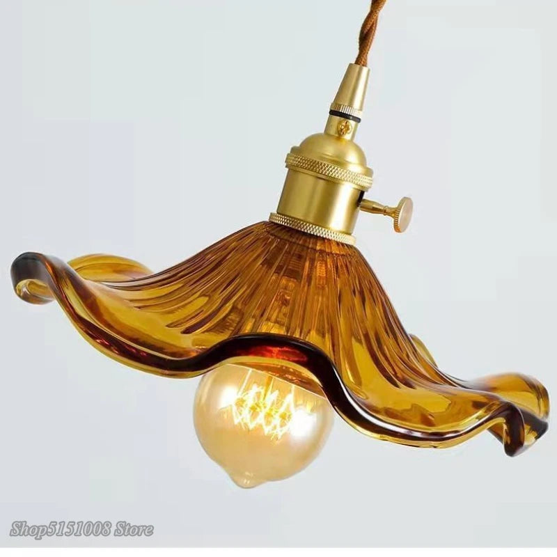 Modern Colorful Glass and Copper Pendant Light