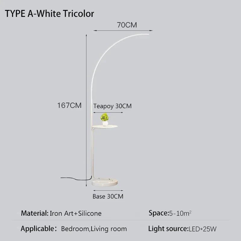 DecorBites™ مصباح أرضي LED بتصميم حديث باللون الأسود والأبيض والذهبي لتزيين غرفة المعيشة