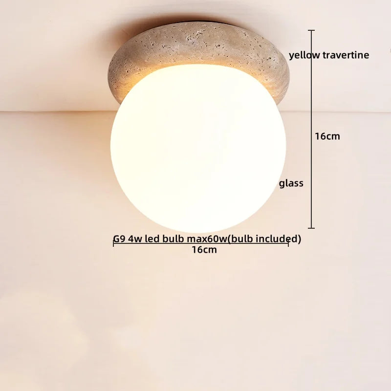 DecorBites™ LED Ceiling Lamp Natural Yellow Travertine Walnut Wood Ceiling Lights