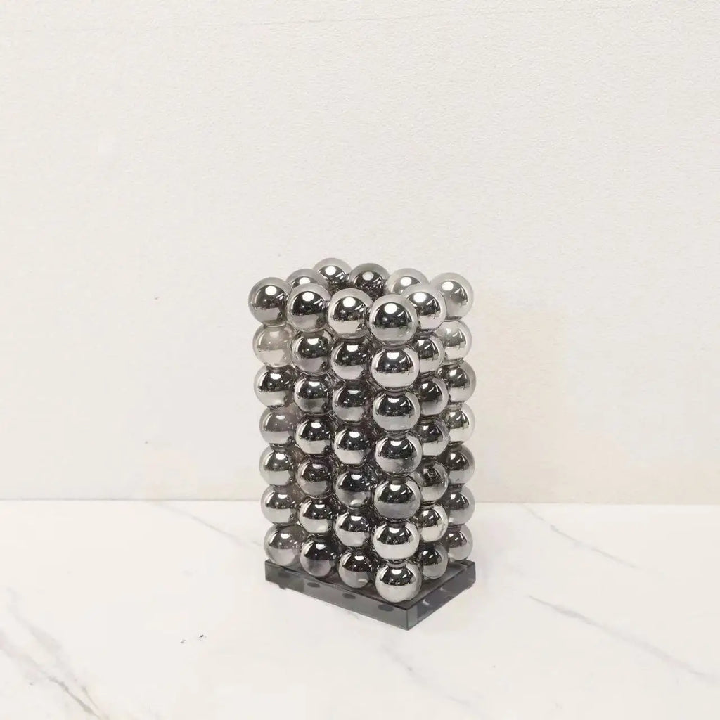 DecorBites™ Geometric Crystal Ball Silver Ball Glass Vase, Home Decoration Accessories