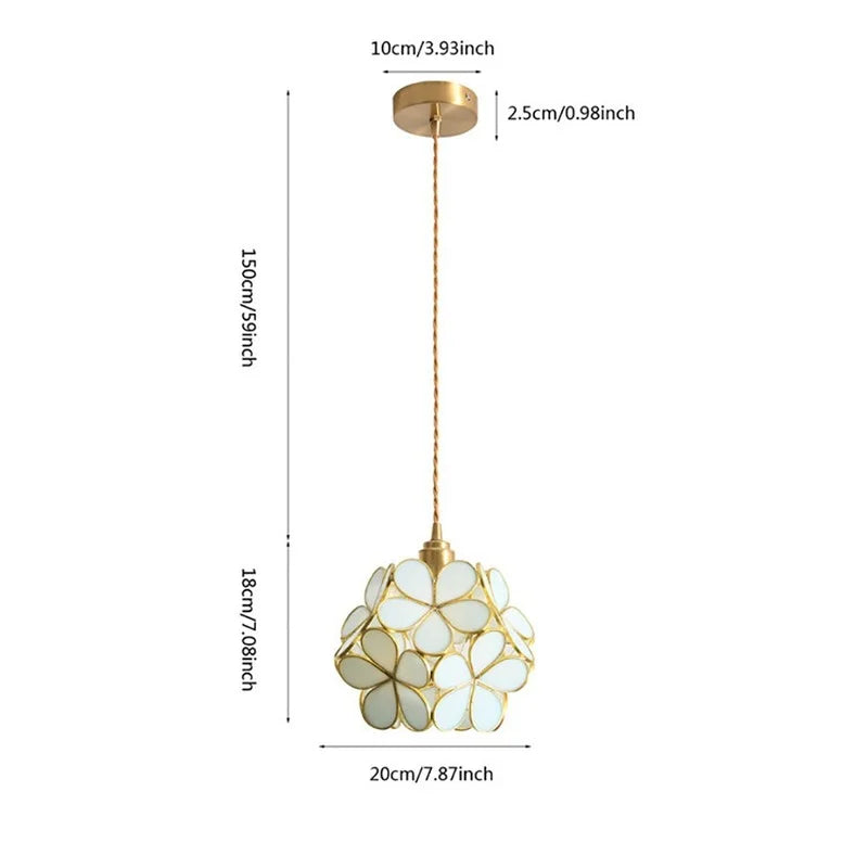 DecorBites™ Glass Petal Pendant Light: Handmade Modern Flower Stained Lamp for Bedroom & Living Room