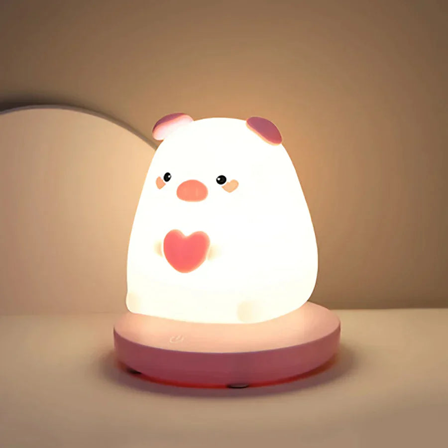 DecorBites™ Kids' Animal Silicone Night Light - Touch Sensor, Dimmable, Rechargeable