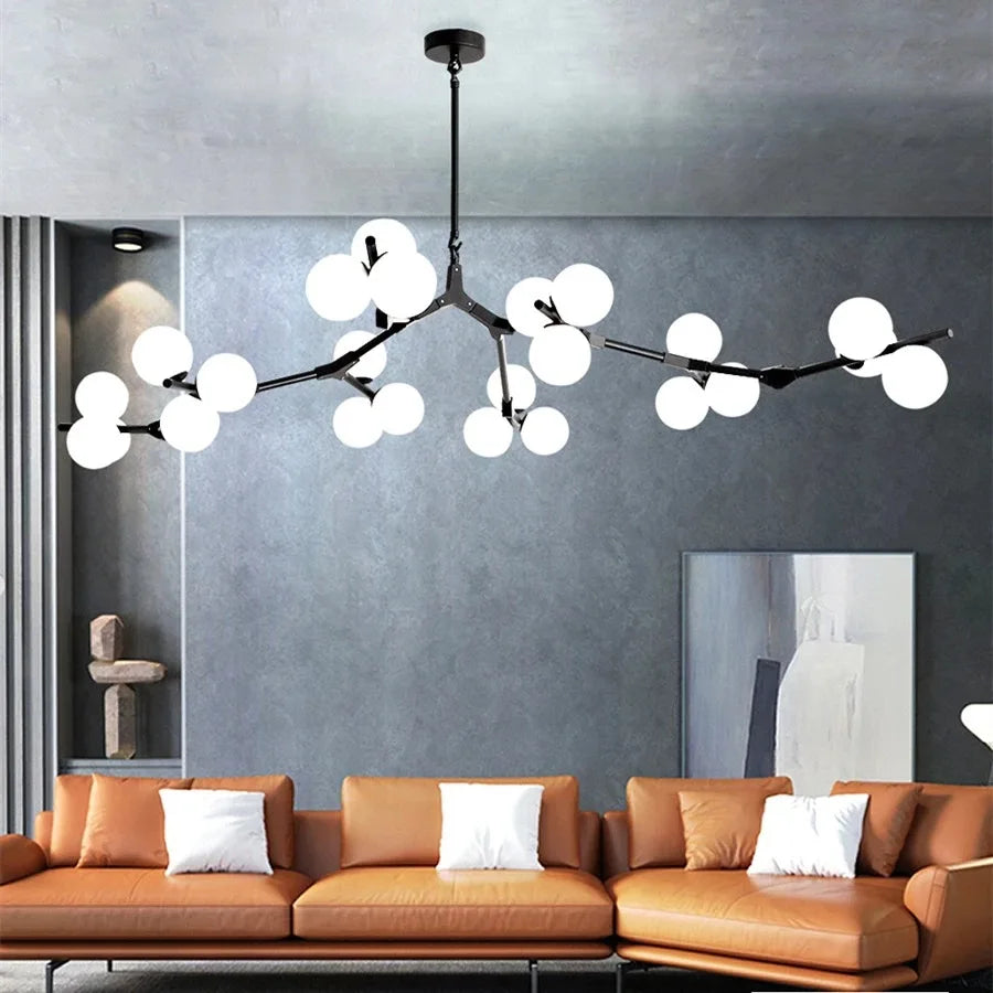 DecorBites™ Glass Balls Tree Branches Chandelier, Nordic LED Ceiling Light