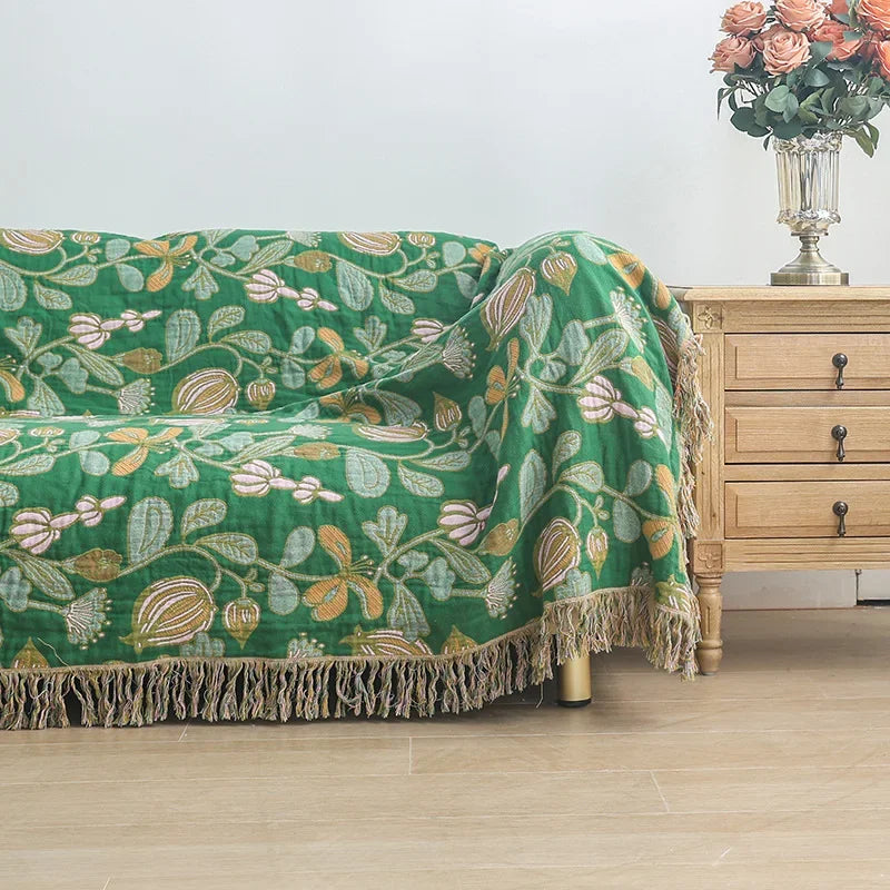 DecorBites™ Cotton Tassel Sofa Blanket - All-Season Multifunctional Leisure Blanket