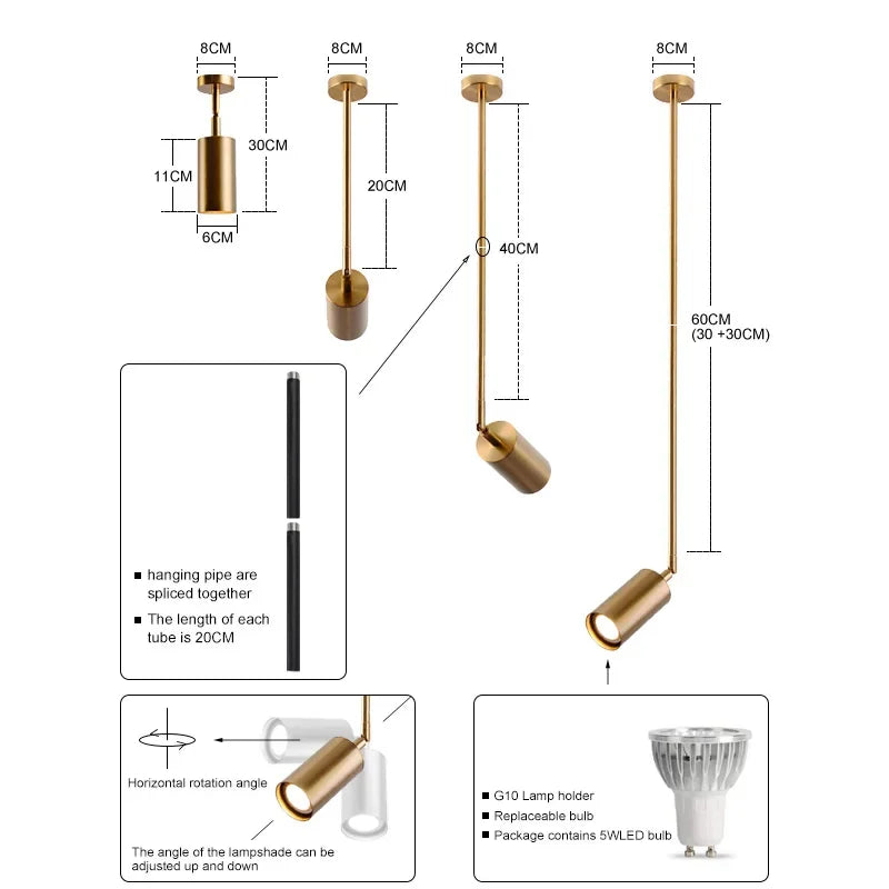 Nordic Adjustable Black or Brass Pendant Light