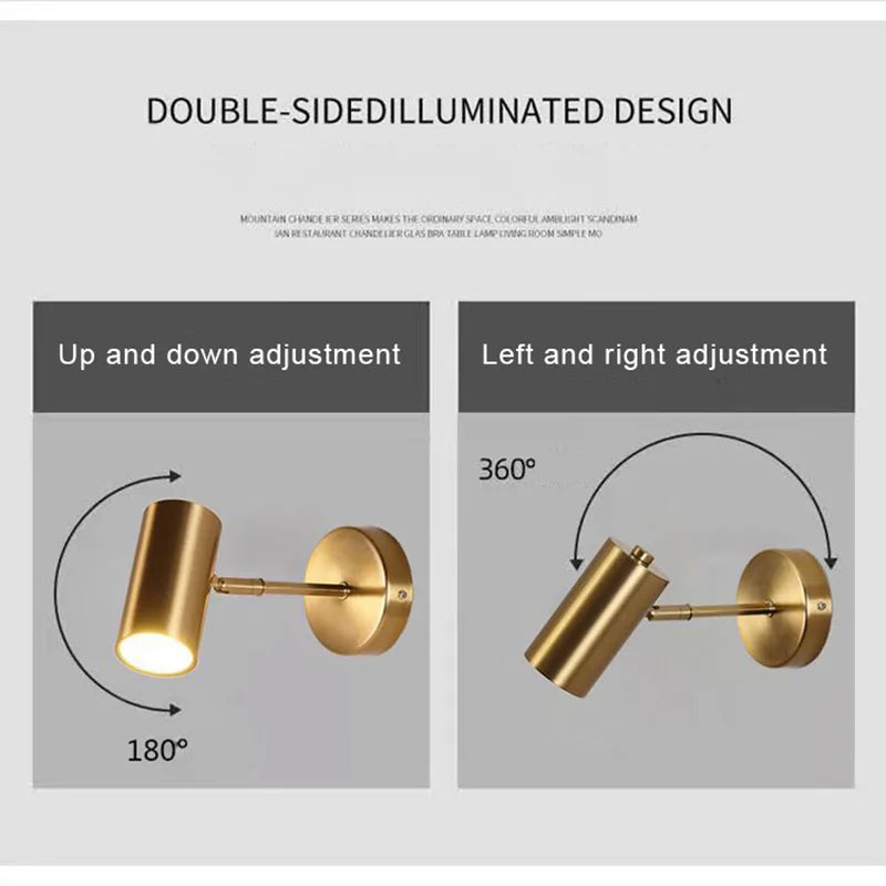 DecorBites™ Gold LED Wall Lamp Modern Adjustable Indoor Lighting Sconces for Living Room