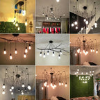 Black Industrial Spider Pendant Light, 6-Light Iron