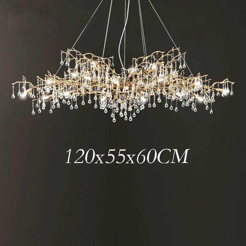 ثريا كريستال ذهبية من DecorBites™: إضاءة LED عصرية فاخرة لغرفة المعيشة والفيلا