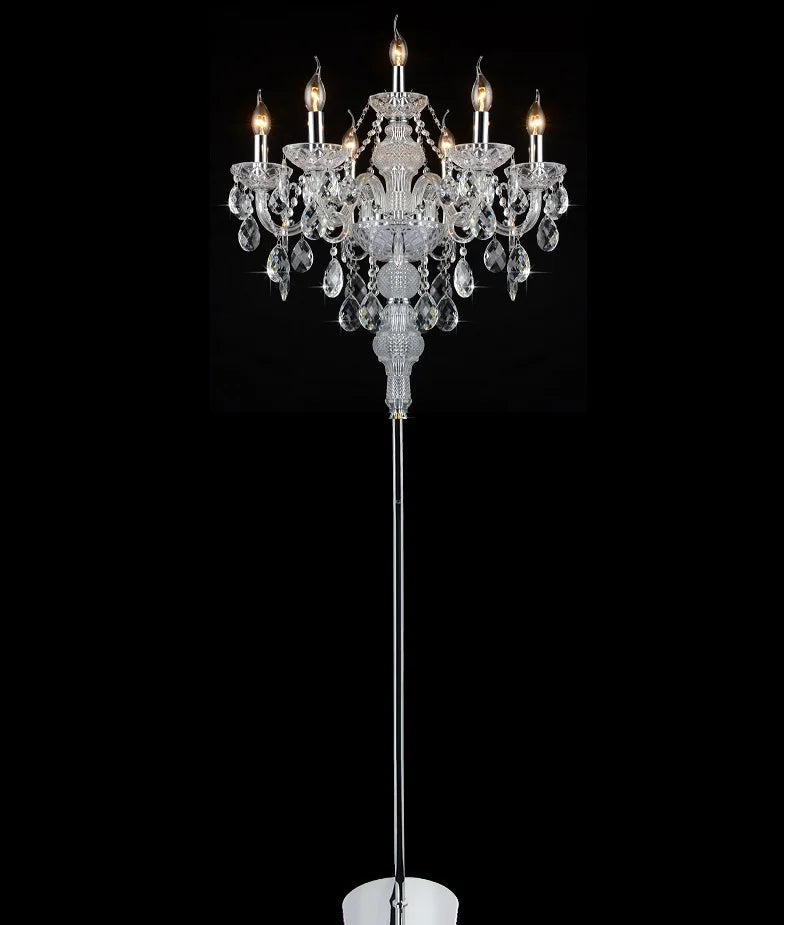 مصباح أرضي كريستالي من DecorBites™: تصميم فرنسي عصري لغرفة المعيشة وغرفة النوم وغرفة الطعام والمطبخ