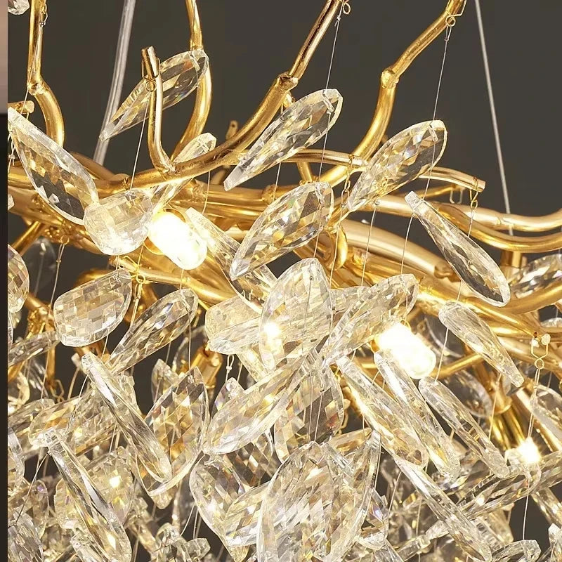 Modern Silver Crystal Chain Pendant Chandelier