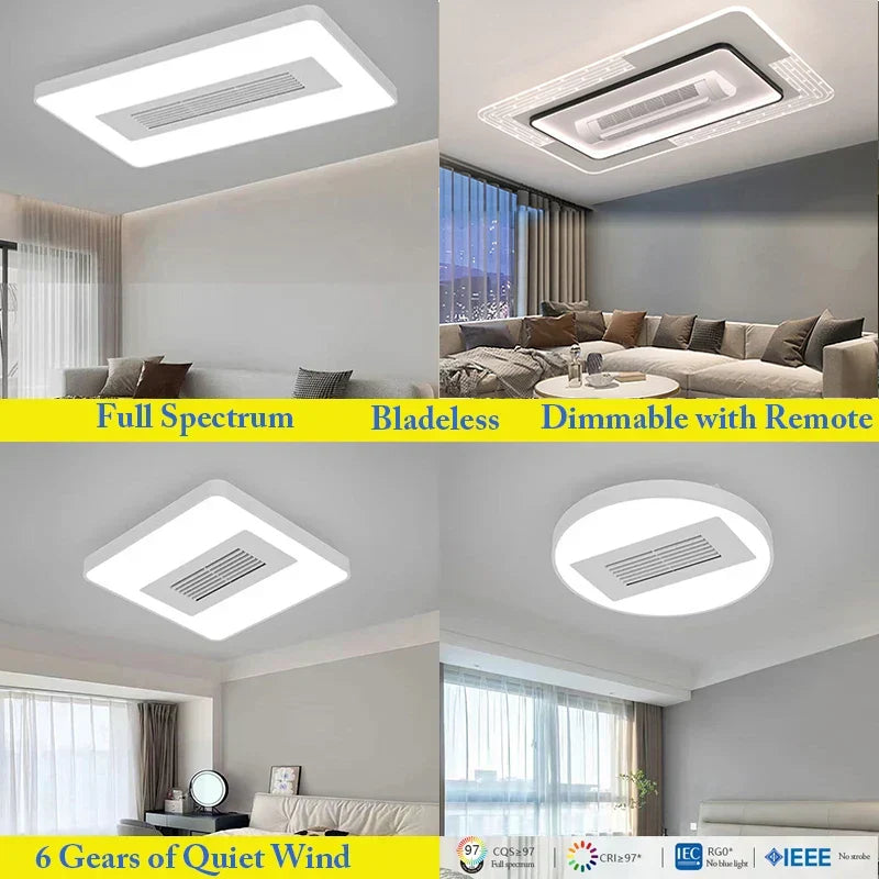 مروحة سقف DecorBites™ LED بدون شفرات مع جهاز تحكم عن بعد لغرفة المعيشة الحديثة
