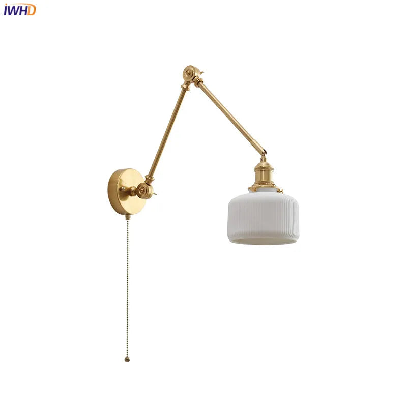 DecorBites™ Copper Swing Arm Wall Lights Sconce Up Down LED Modern Ceramic Lampshade