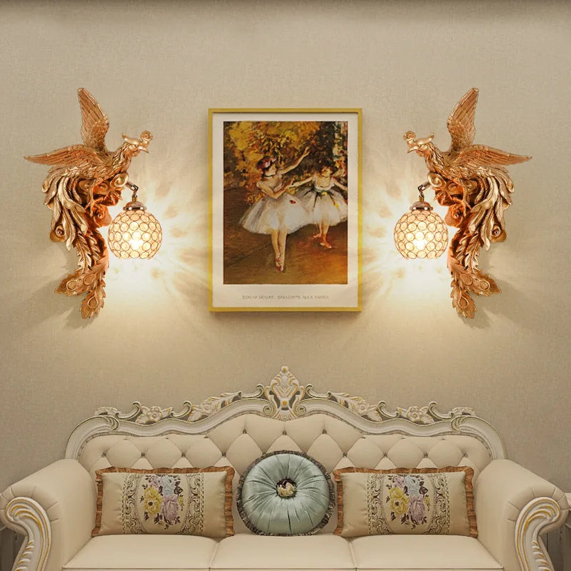 DecorBites™ Dragon Phoenix Wall Light: Luxury Decor for Living Room, Bedroom, Staircase