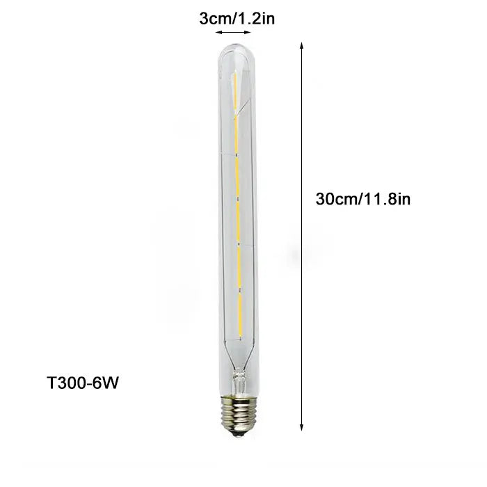 DecorBites™ لمبة إضاءة أنبوبية ليد (LED Filament Tubular Edison Bulb) درجة حرارة لون 6000K، موديلات T10 T185 T225 T30 T300، قوة 4 واط 6 واط 8 واط