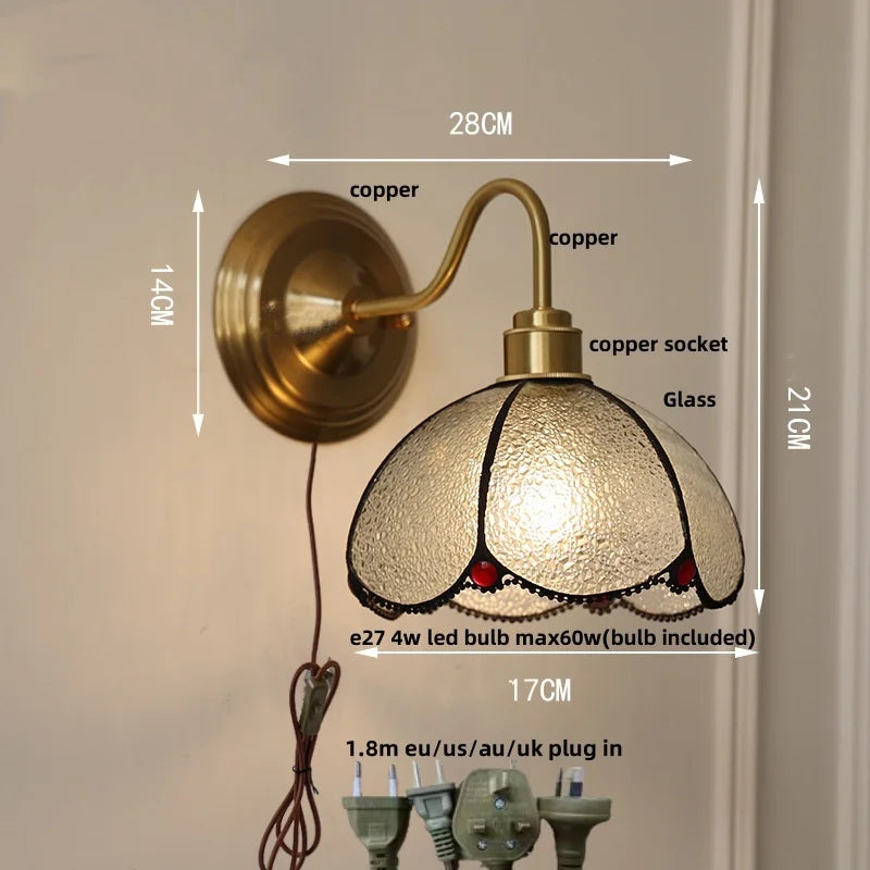 DecorBites™ Glass Brass Wall Sconce LED Light Fixture for Dining Living Room Bathroom Mirror