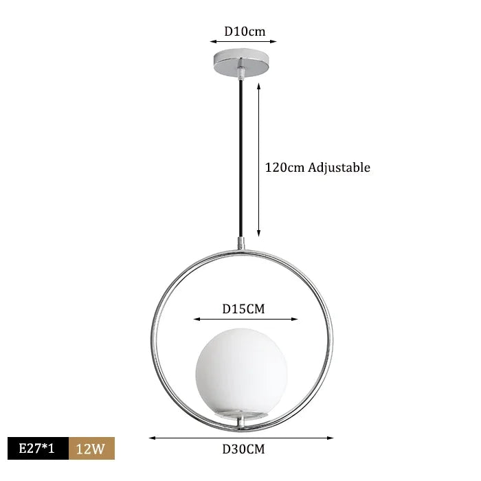 DecorBites™ Glass Ball Pendant Lights LED Kitchen Living Room Suspension Luminaire