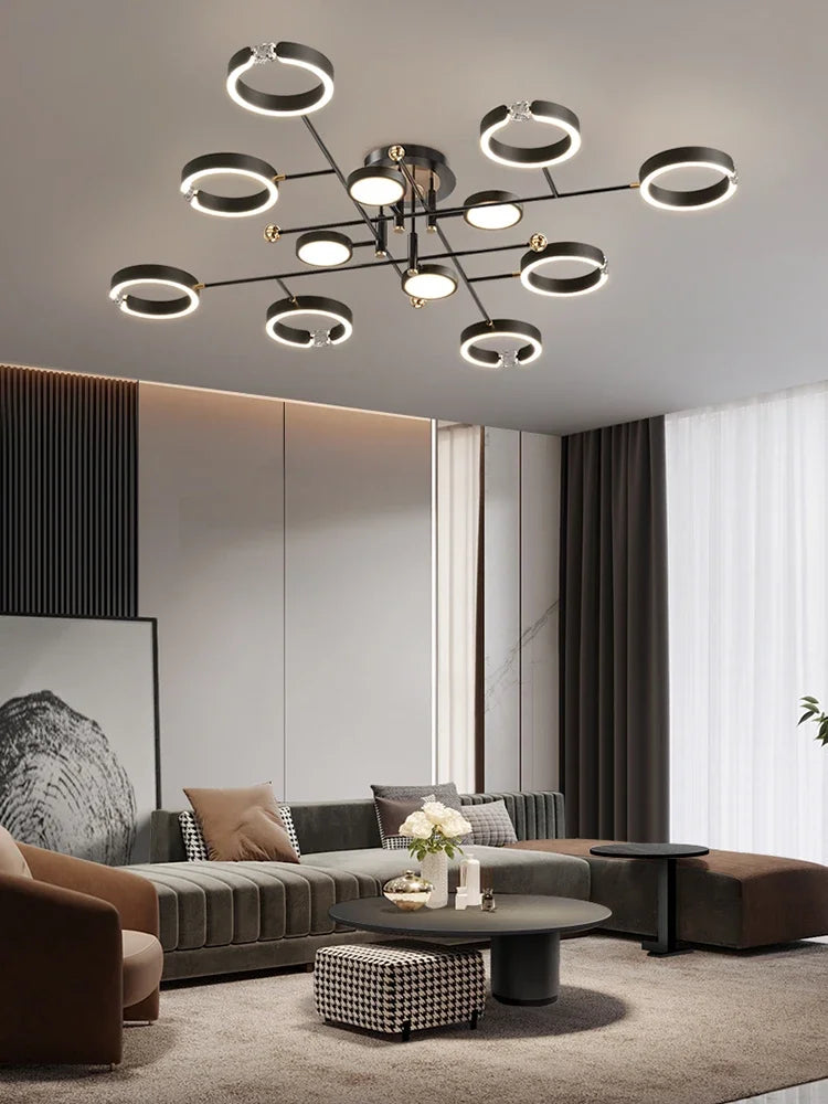 DecorBites™ Gold Plated Luxury Chandelier with Remote Control Crystals for Elegant Living & Bedroom Decor