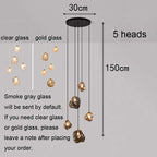 Modern Ring Pendant Chandelier in Iron, Acrylic, Glass