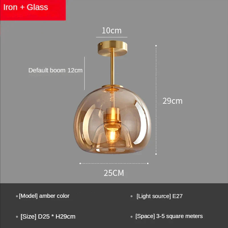 DecorBites™ Glass Ball LED Ceiling Light: Modern Nordic Living Room Hallway Kitchen Interior Lamp