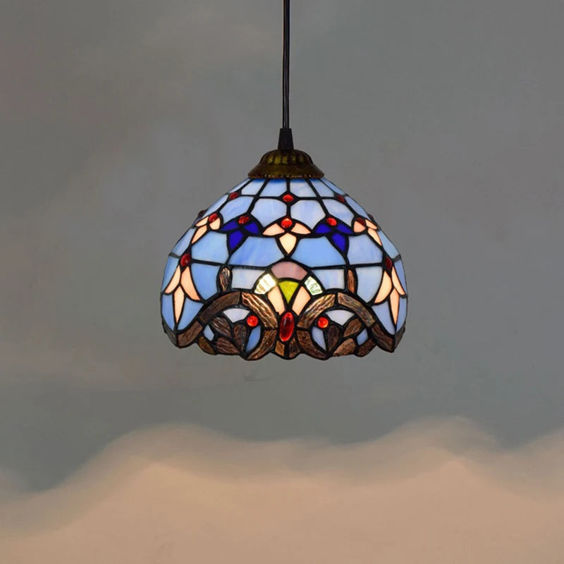 European Stained Glass Pendant Light, 20cm