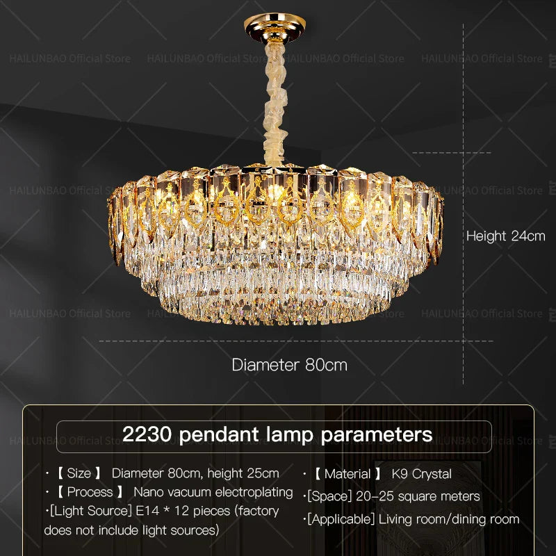 DecorBites™ Crystal Chandelier: Modern Luxury Round Italian Restaurant Light