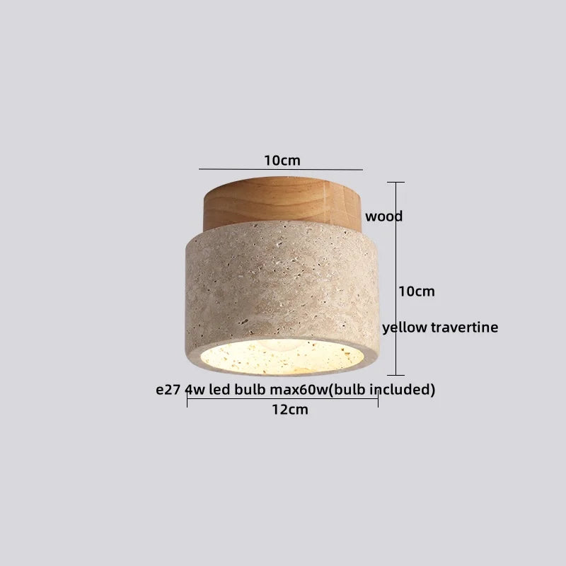 DecorBites™ Glass Ball LED Ceiling Light, Japan Style, Yellow Travertine, Restaurant Reading Décor