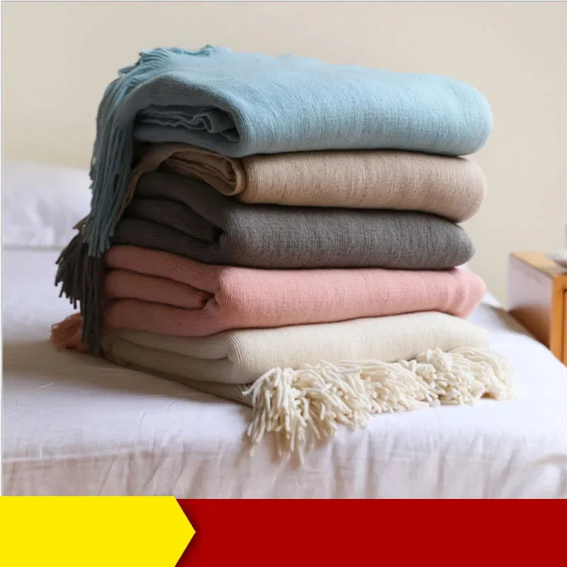 بطانية سيستا كشمير محبوكة من DecorBites™ - بطانية ناعمة للكنب والسرير